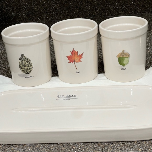 Rae Dunn Harvest/Fall Utensil Caddy and Platter - Picture 2 of 12